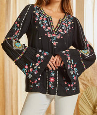 Andree By Unit - Embroidered Bell Sleeve Blouse