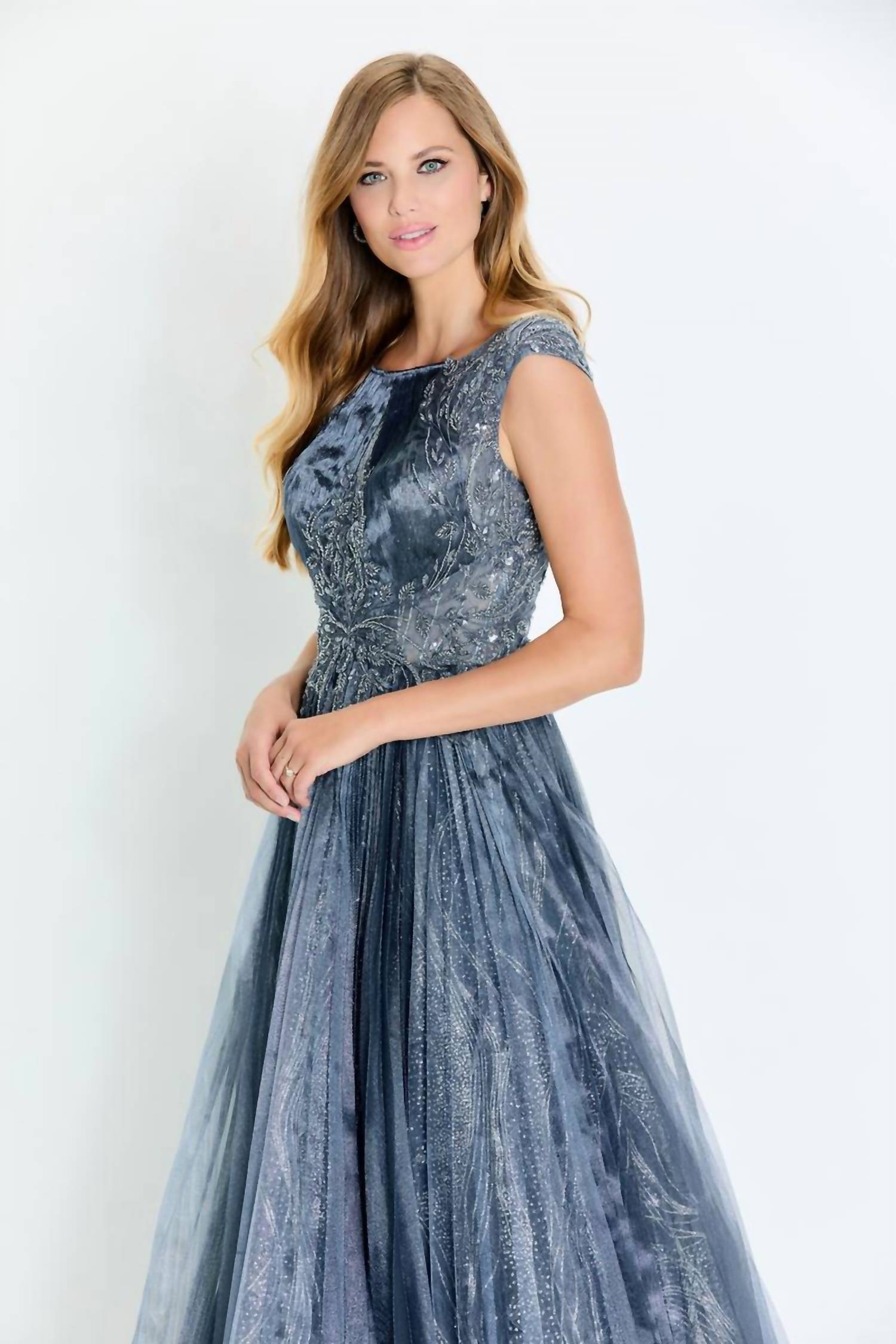 Montage By Mon Cheri - Lace Novelty Organza Long Dress