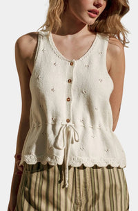 Kld. Signature - Sleeveless Knit Vest With Drawstring Tie