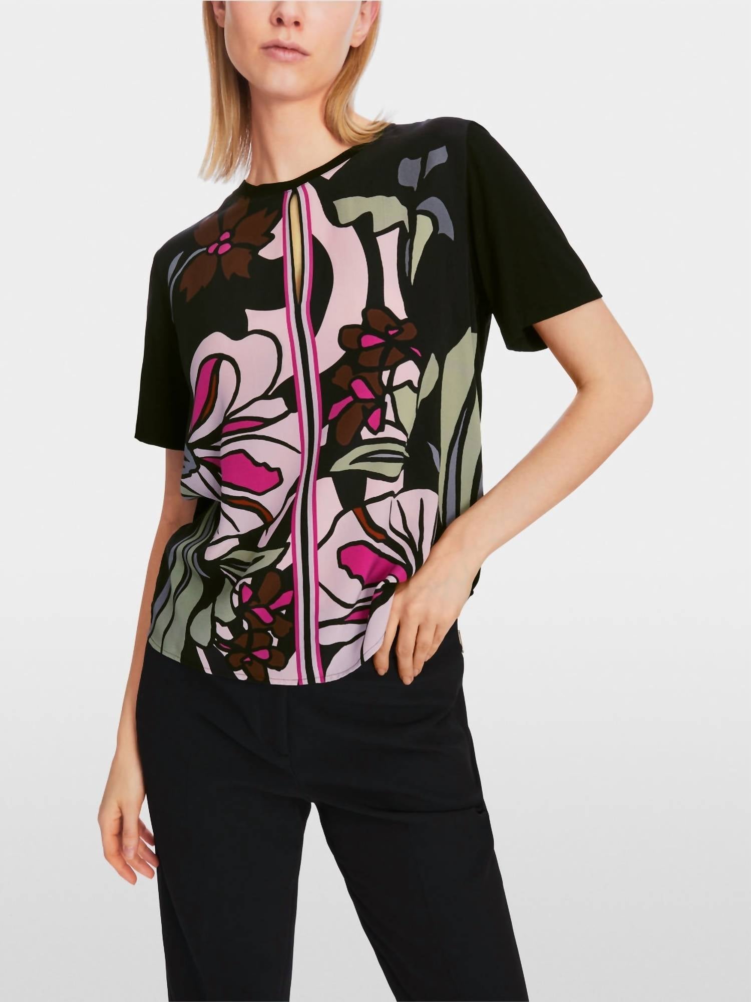 Marc Cain - Opulent Floral Print Short Sleeve Blouse