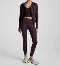 BEYOND YOGA pacer fleece zip pocket long legging in eggplant - women's pants