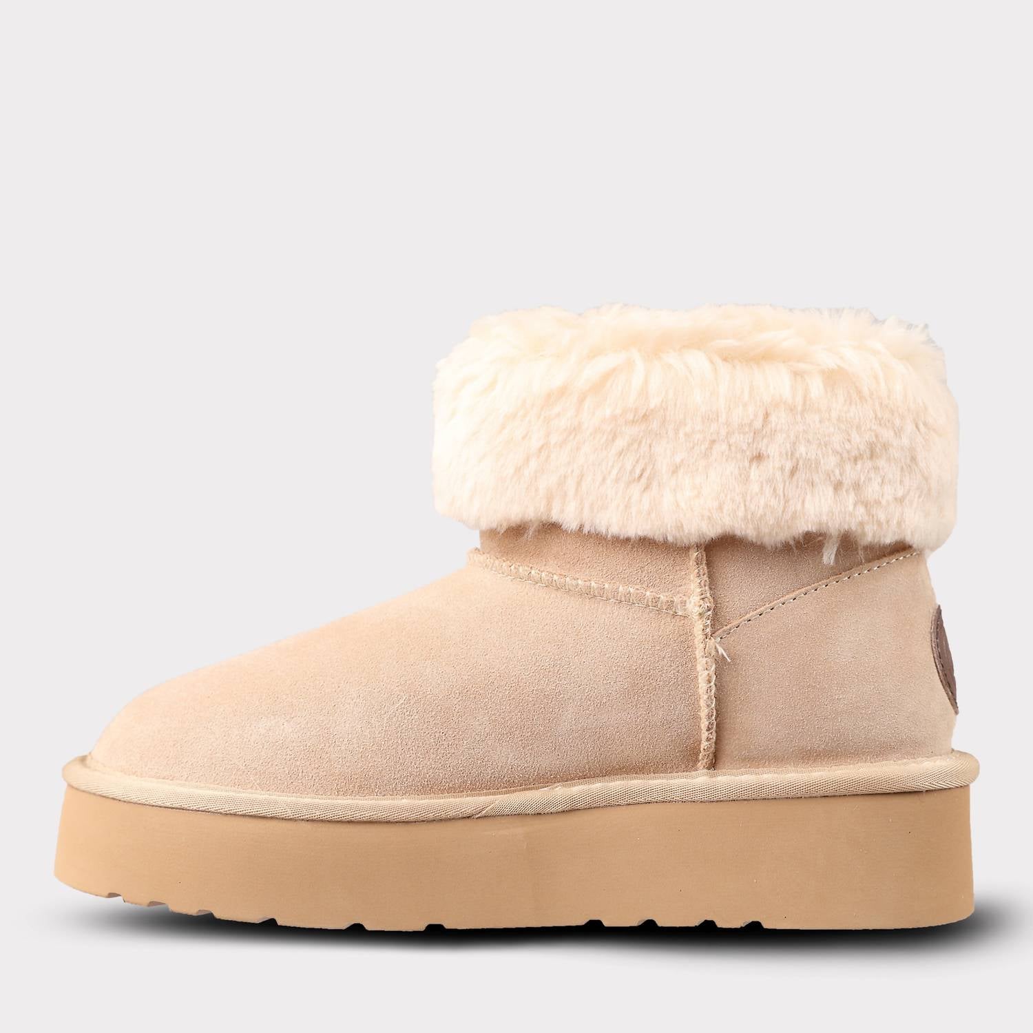 Lamo Women's Amari Suede Platform Boot in sand - women's shoe - detail view