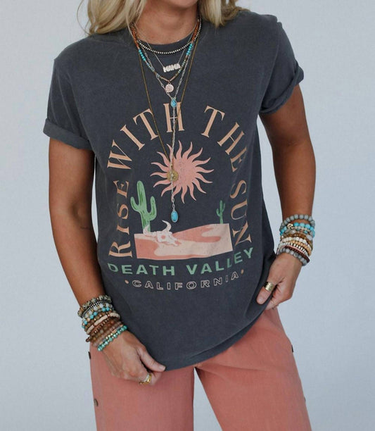 Shewin - Rise With The Sun Graphic Round Neck Short Sleeve T-shirt