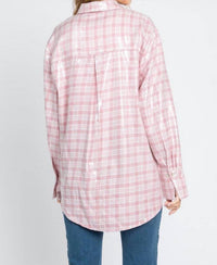 Geegee - Pretty In Plaid Sequin Button Down