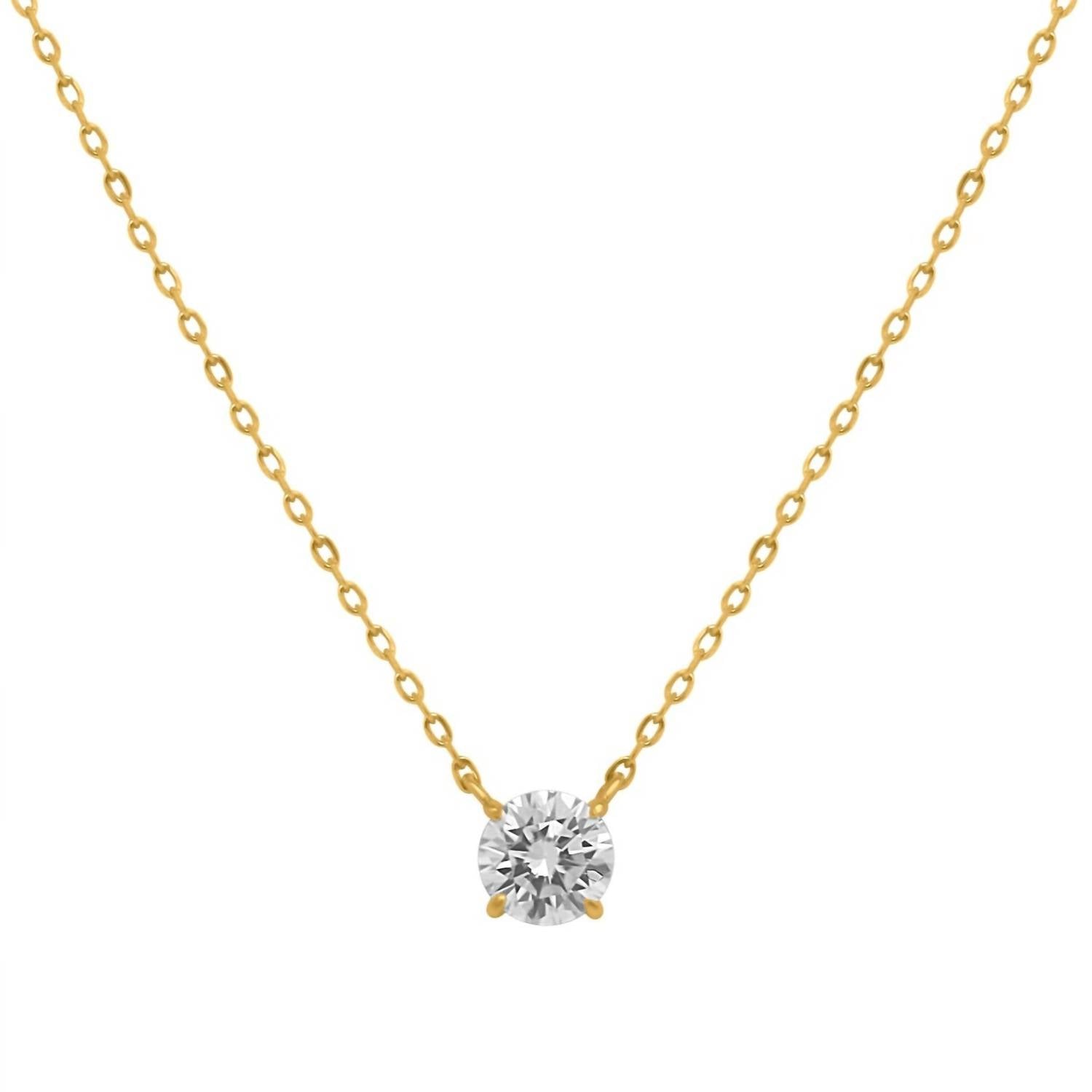 Allyanna Gifts - Women's Prong Round Moissanite Necklace