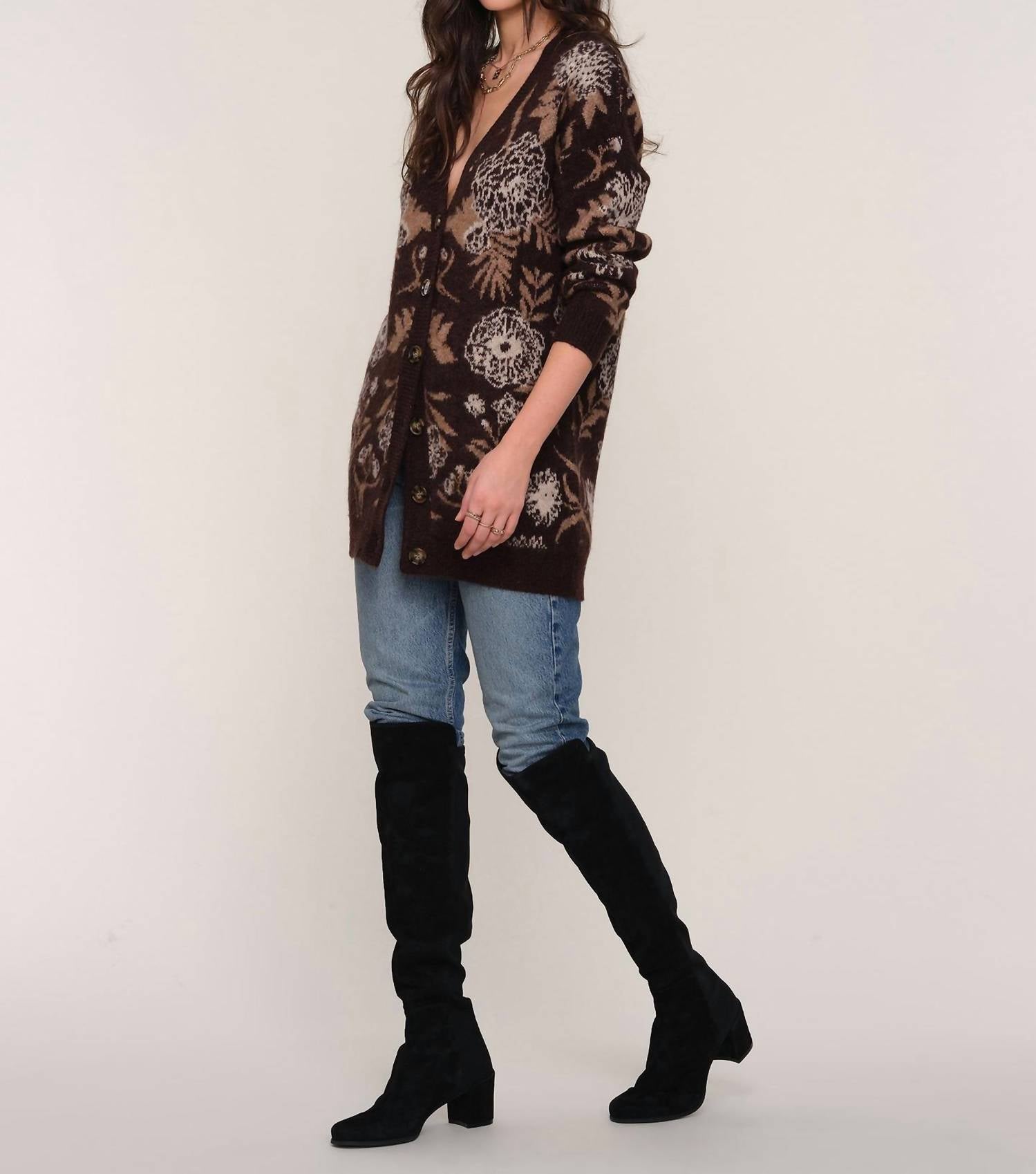 Heartloom - Long Jacquard Cardigan