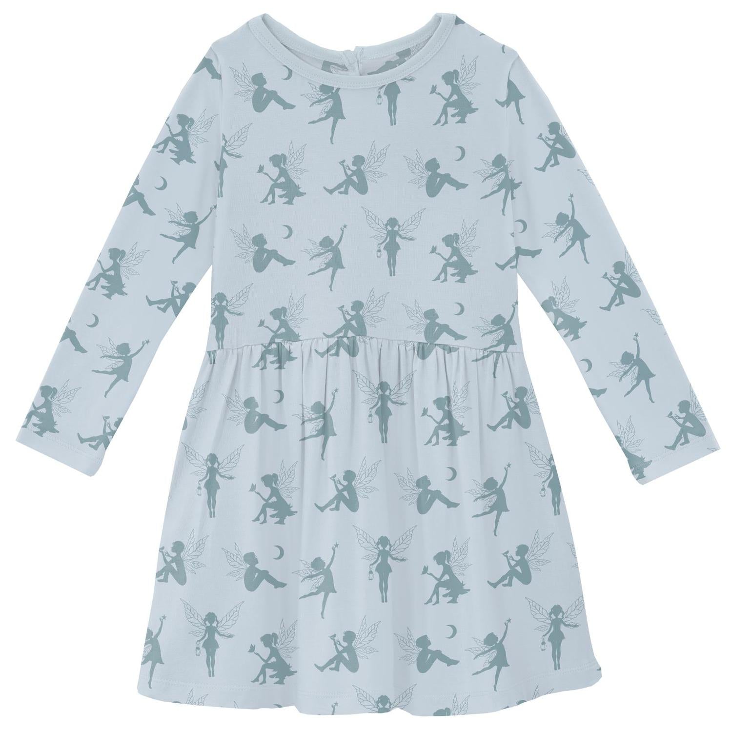 Kickee - Girls' Print Long Sleeve Twirl Dress with Pockets