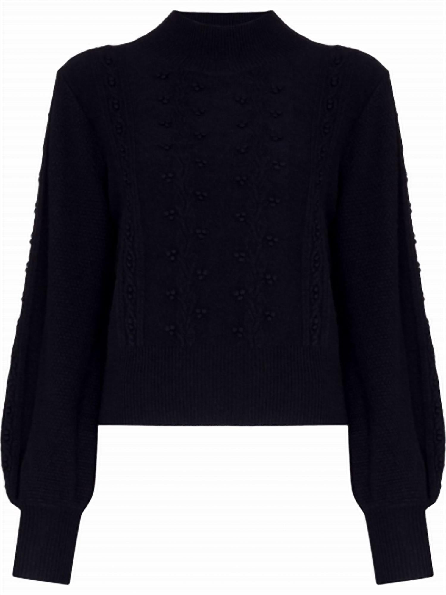 Reformation Sinclair Wool Sweater in navy - women's sweater - detail view