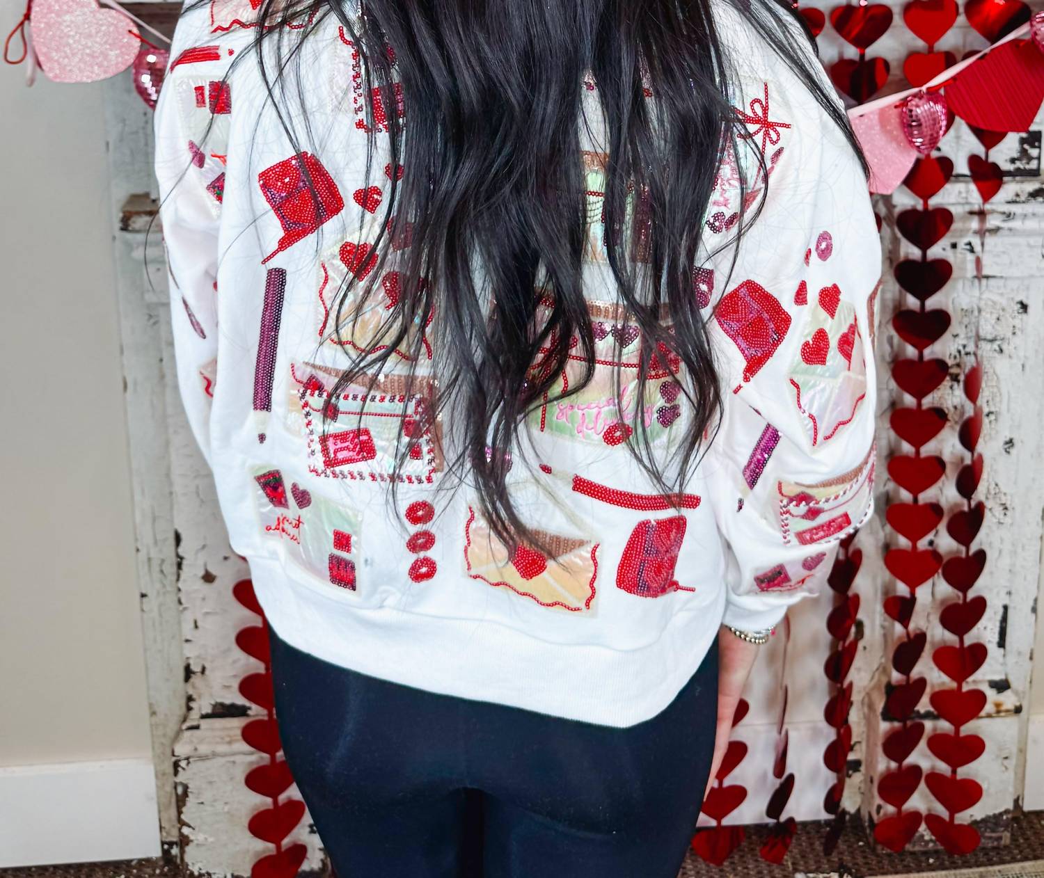 Queen Of Sparkles - Love Letters Henley Sequin Sweatshirt