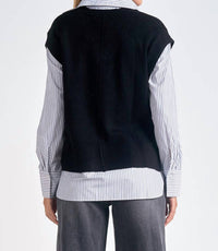 ELAN V-neck Sweater Vest Shirt in black - women's sweater - alternate view