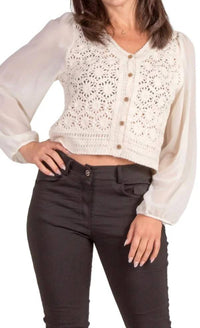 GIGI MODA La Grazia Crochet Cardigan in beige - women's cardigan