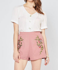 Entro - Floral Embroidered Shorts