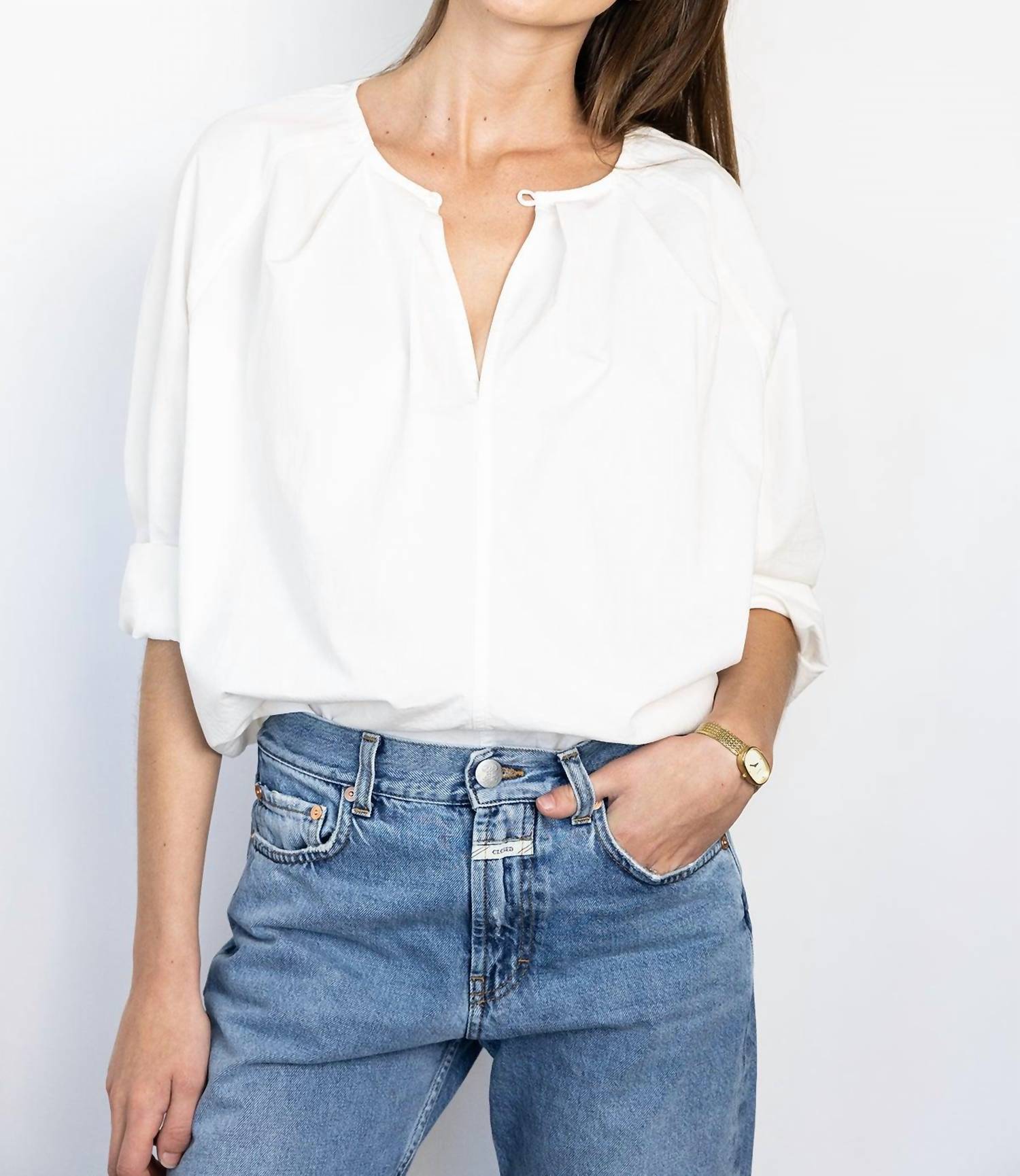 Le Bon Shoppe Julienne Long Sleeve Top in white - women's blouse