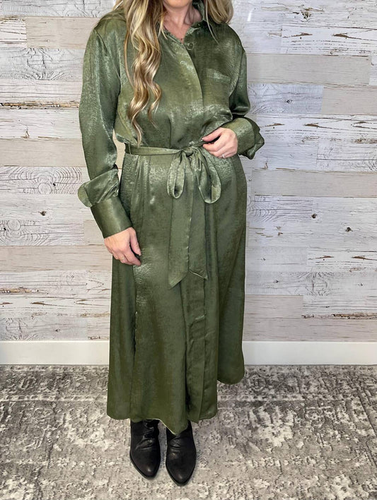 Satin Shirt Dress