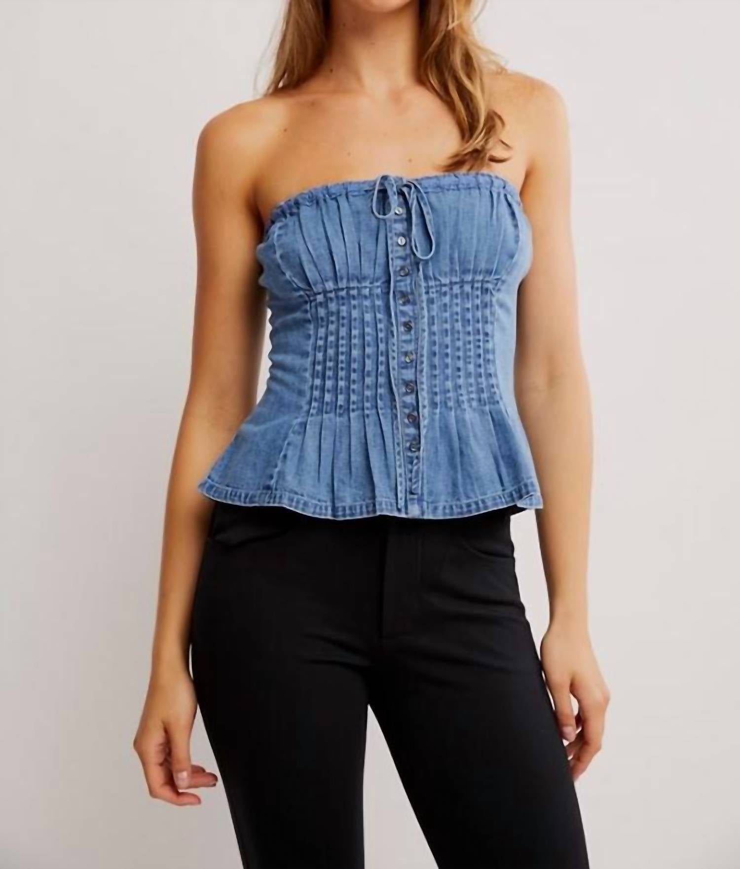 Free People Wink Tube Top in medium wash - women's tank top
