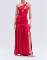PatBo Dune One-shoulder Cutout Maxi Gown in red - women's dress