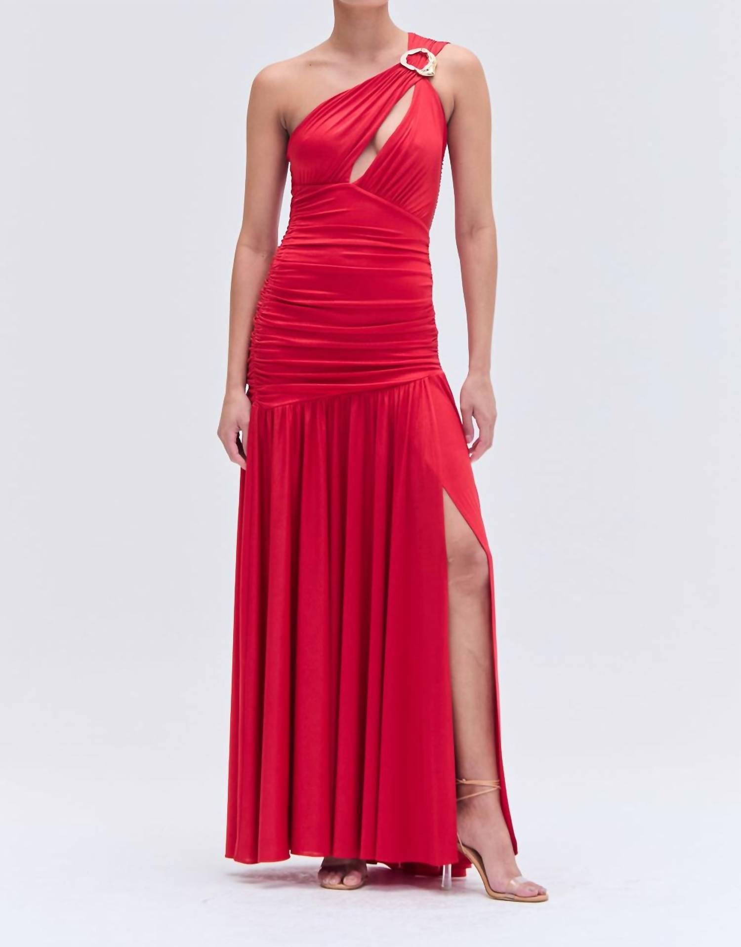 PatBo Dune One-shoulder Cutout Maxi Gown in red - women's dress