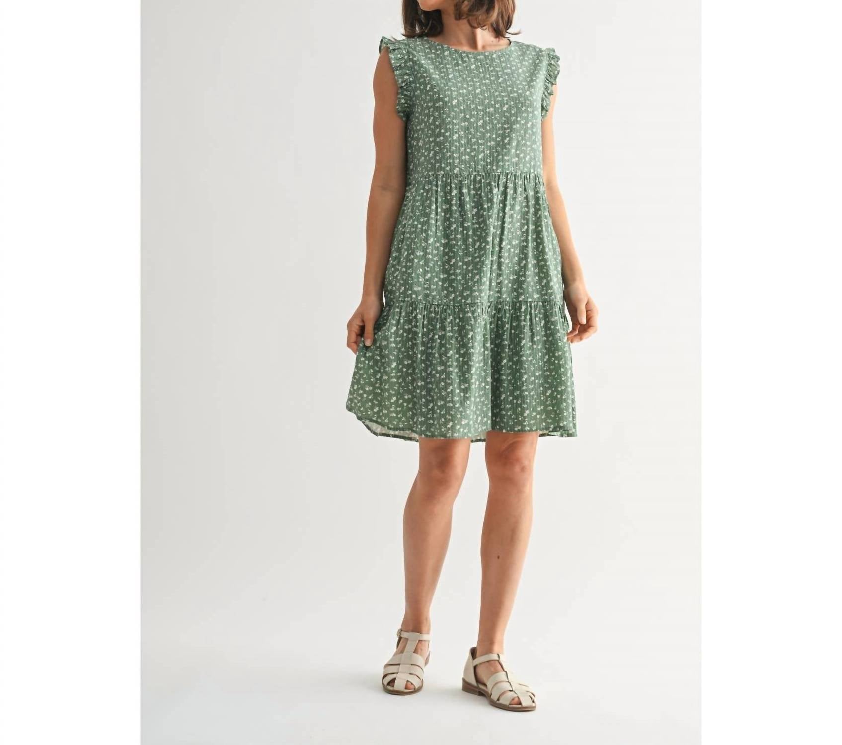 Fun 2 Fun - Tracie Floral Ruffle Sleeve Tiered Dress