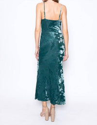 Fore Collection Autumn Burn Out Velvet Maxi Bias Cut Mesh Cowl Neck Dress in teal - women's dress - view 5