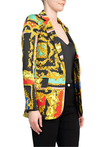 Industry - Notched Collar One Button Closure Long Sleeve Blazer