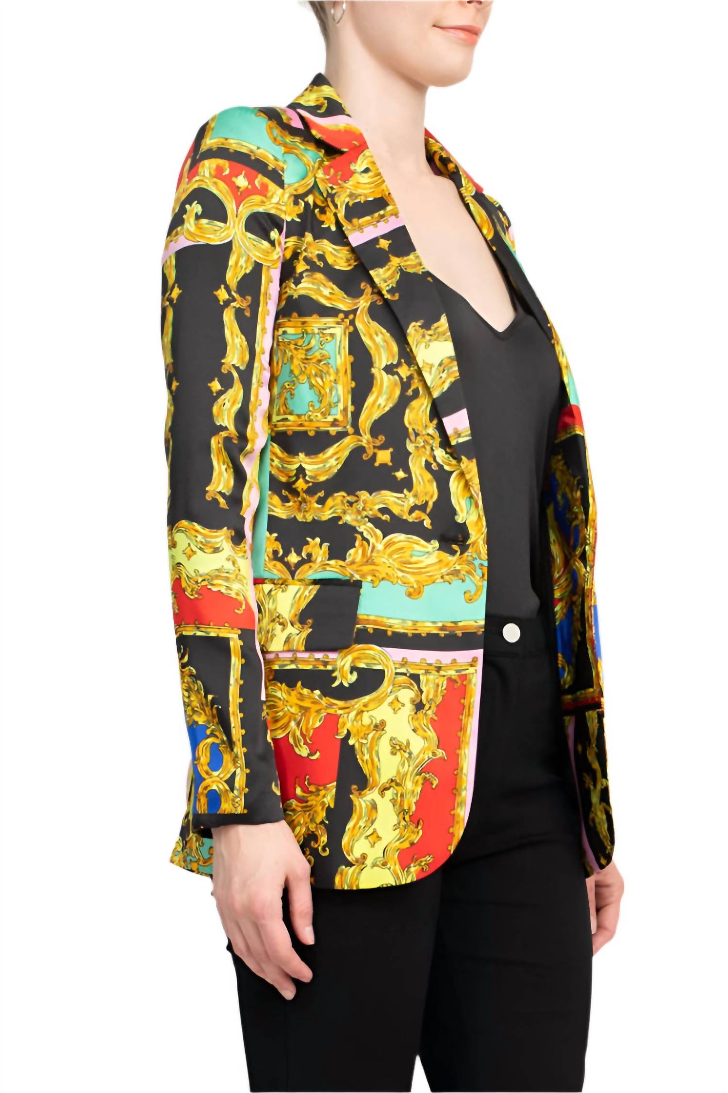 Industry - Notched Collar One Button Closure Long Sleeve Blazer