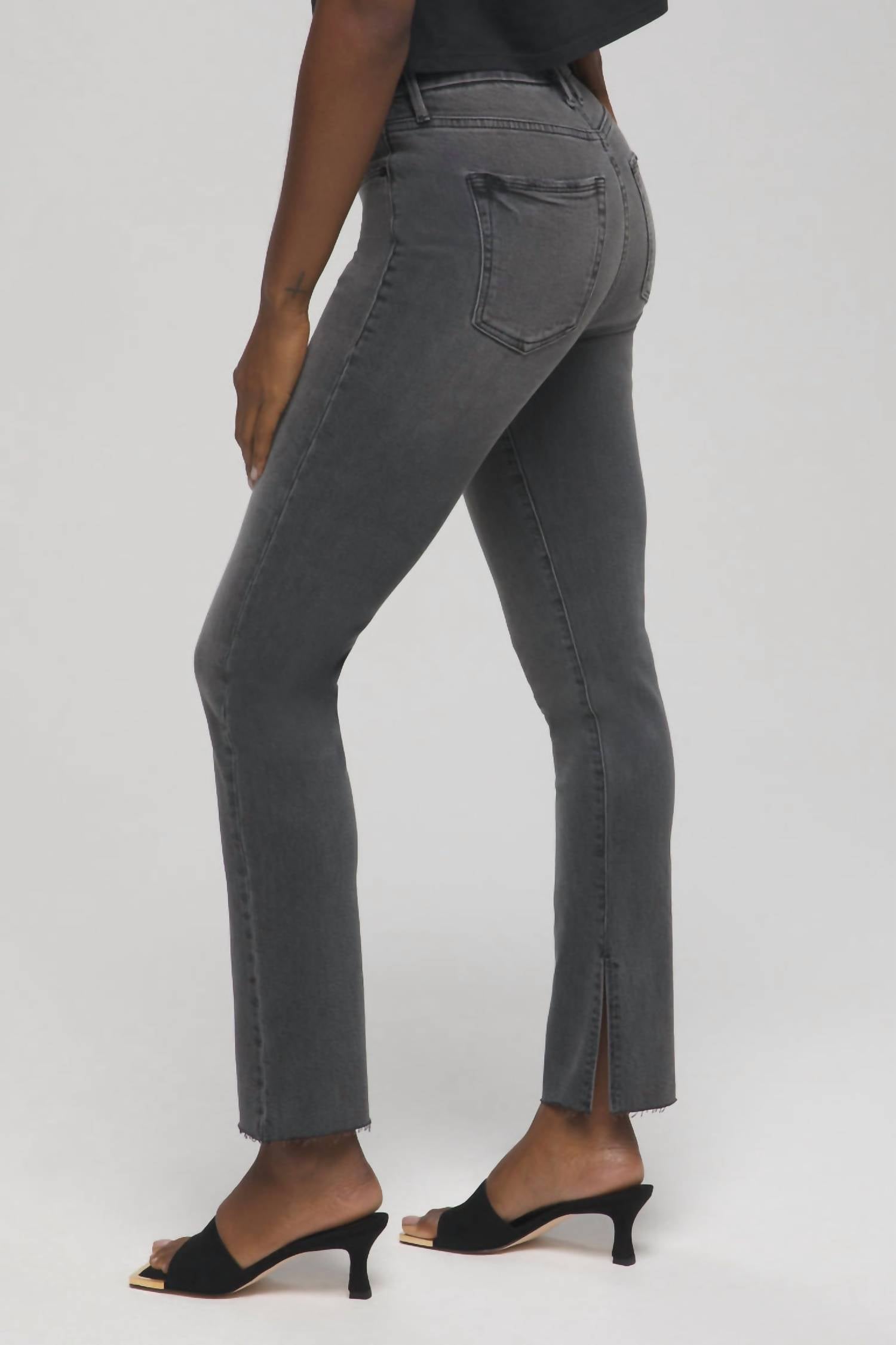GOOD AMERICAN Good Boy Jean in black - women's jeans - detail view