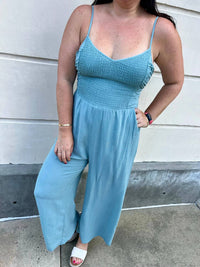 Heyson - Smocked Bust Flare Jumpsuit