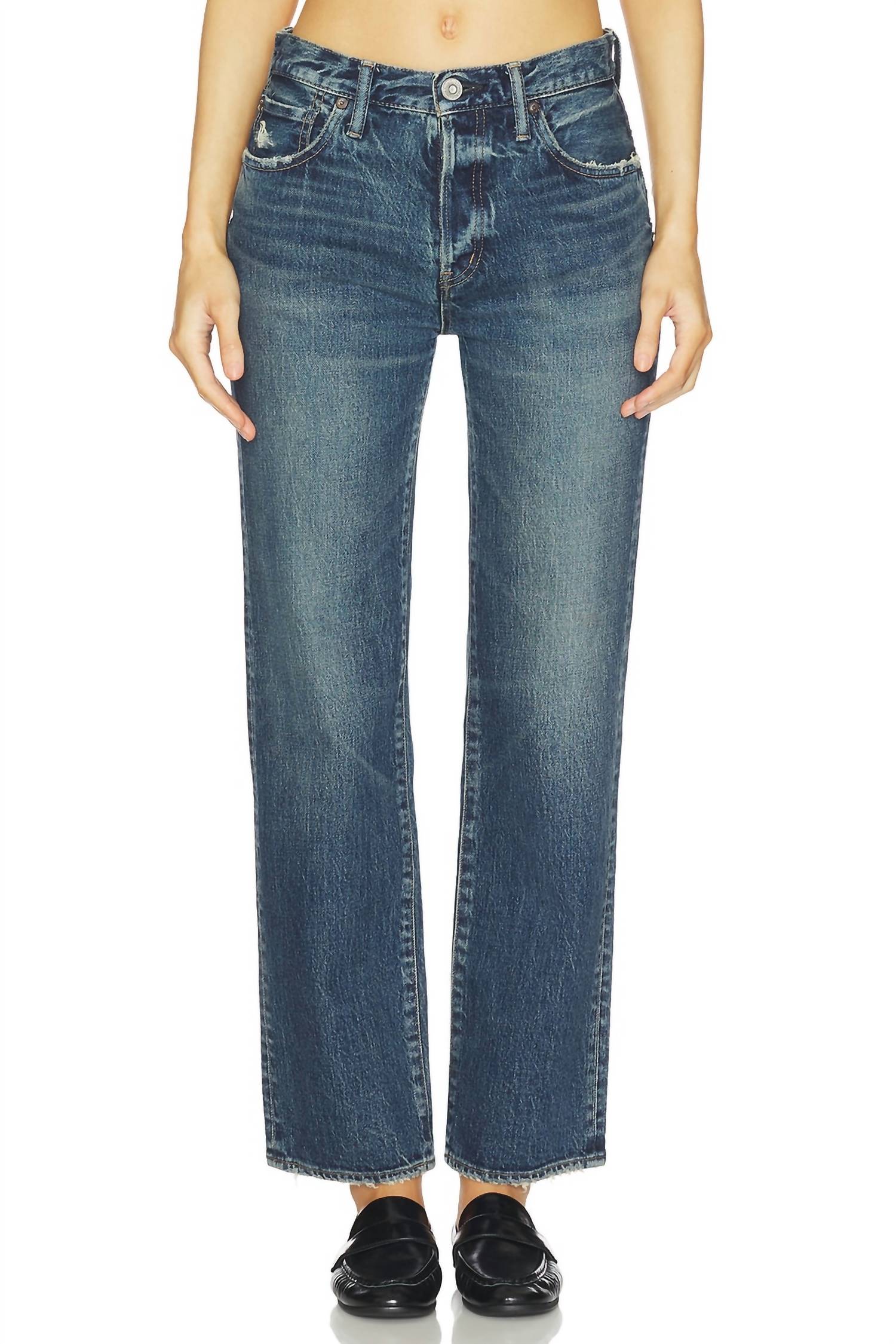 Moussy Wiley Straight Leg Jeans in blue - women's jeans