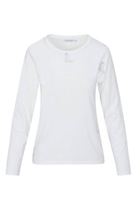 catherine gee Cowboy Boot T-shirt in white - women's long sleeve top - alternate view