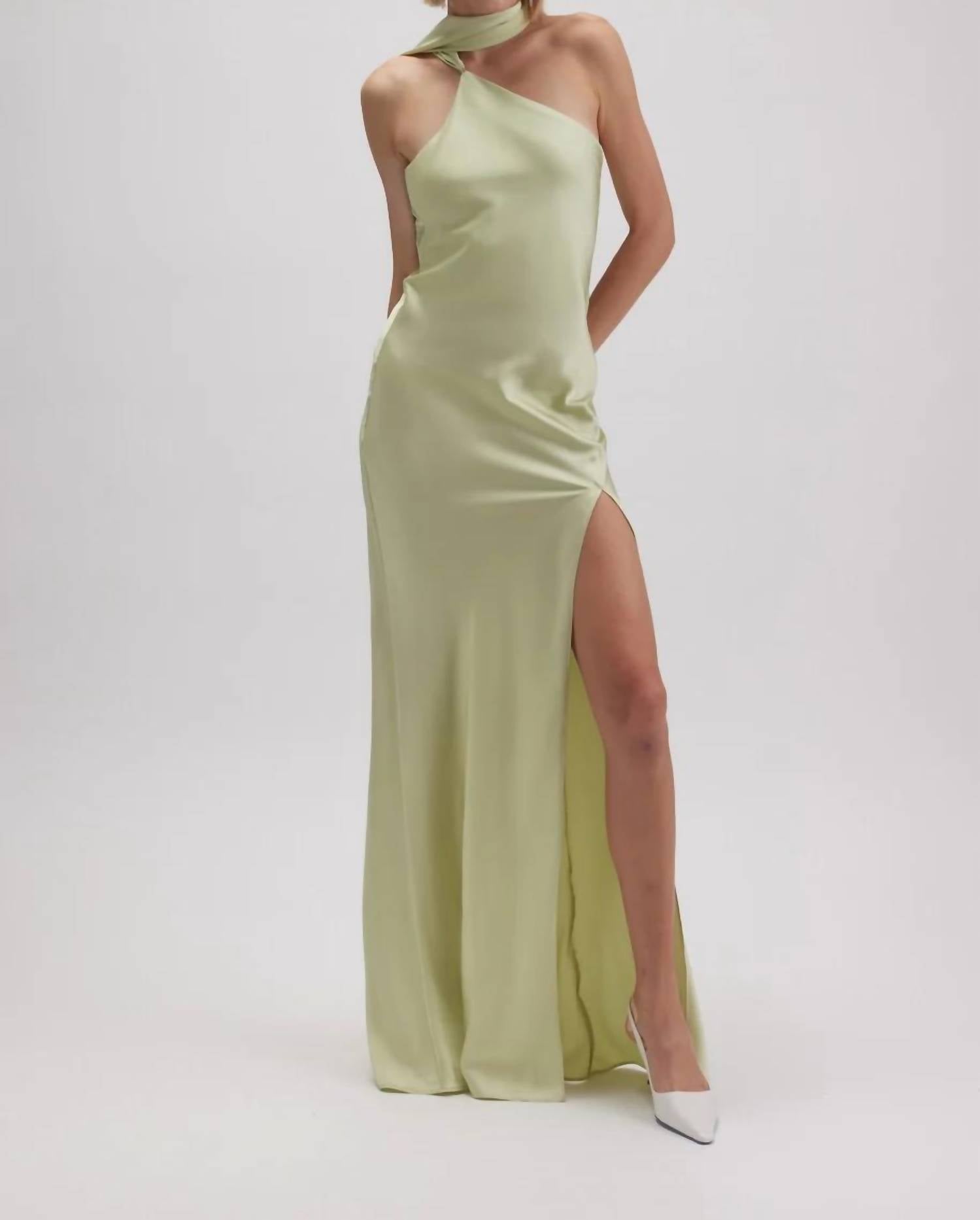 Fore Collection - Asymmetric Halter Drape Scarf Maxi Dress