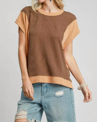 Umgee - Raised Rib Color Block Top