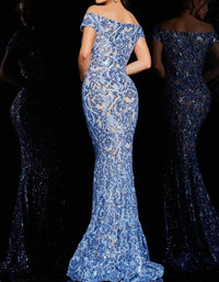Jovani - Off Shoulder Mermaid Sequin Gown