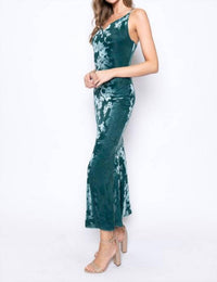 Fore Collection Autumn Burn Out Velvet Maxi Bias Cut Mesh Cowl Neck Dress in teal - women's dress - view 4