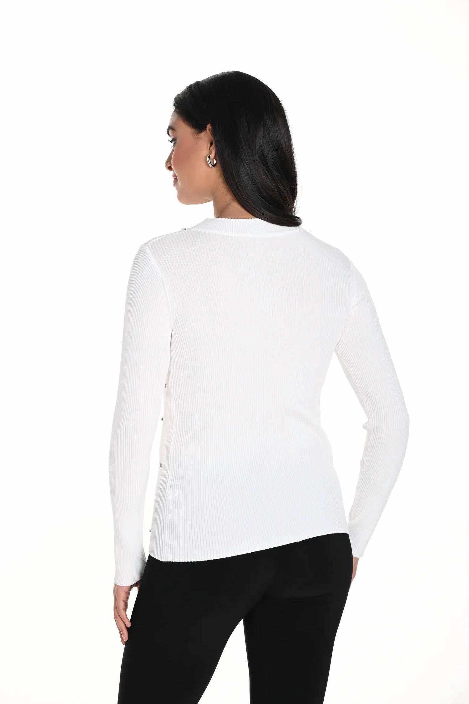 Frank Lyman - Embellished Ribbed Knit Top
