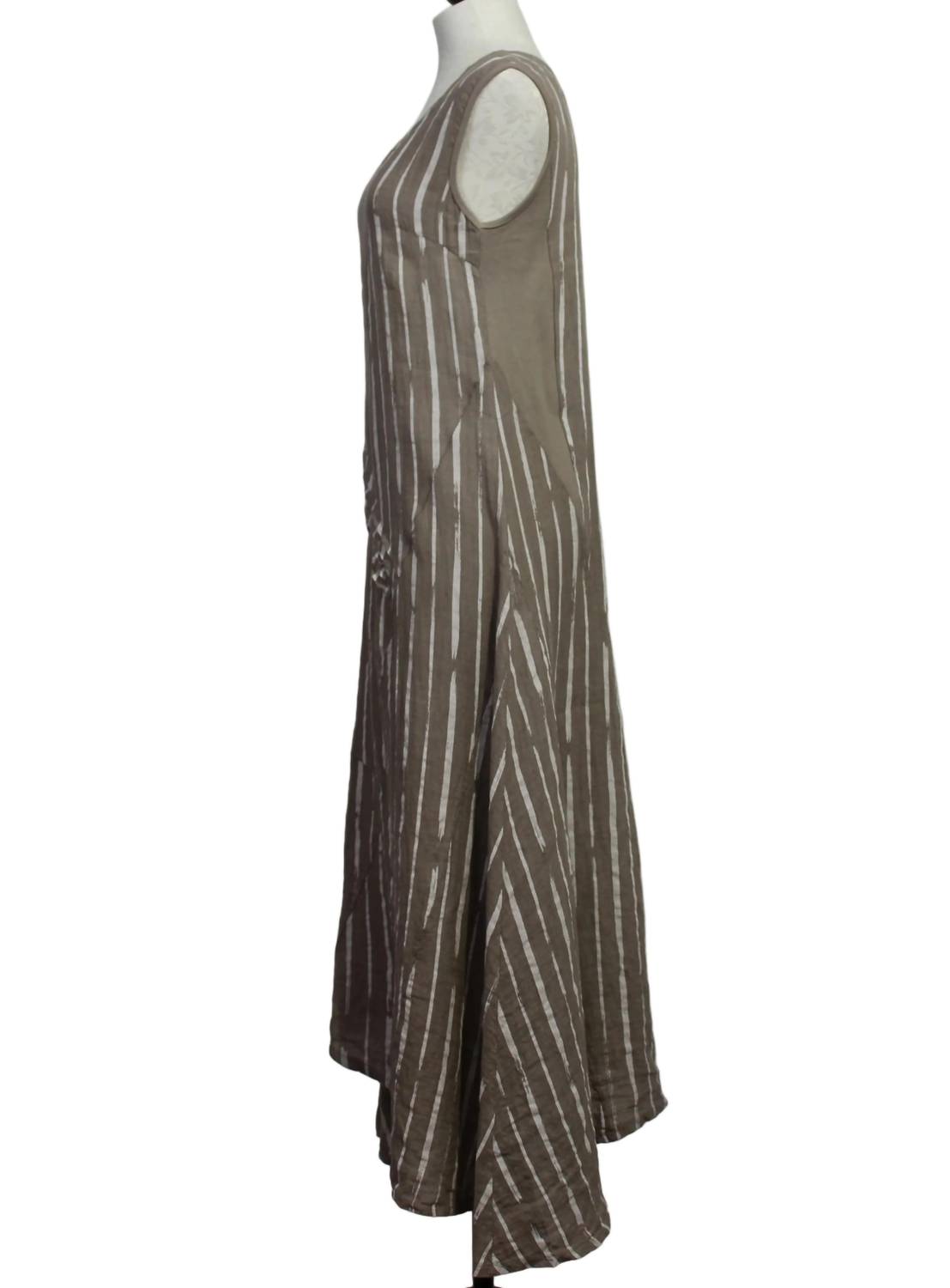 Sorella - Sleeveless Linen Striped Midi Dress
