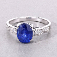 Diana M Jewels - Women's Oval Natural Ceylon Blue Sapphire Fashion Ring (2.67 Ct) - Signature