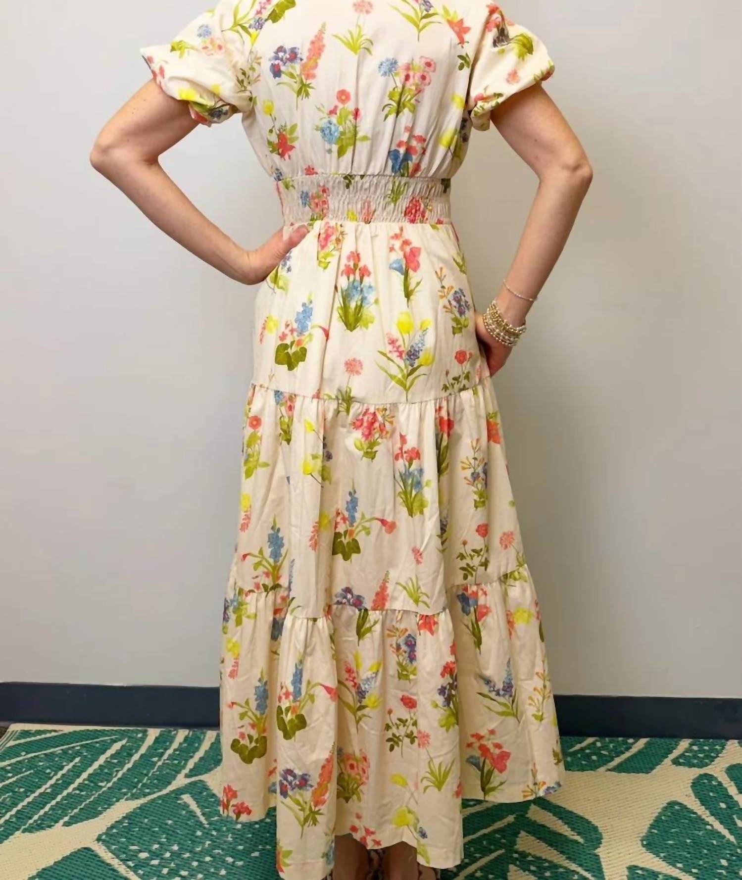 Zoe And Claire - Printed Puff Sleeve Shirt Dress