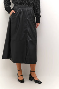 Kaffe - Kamikka Faux Leather A-line Midi Skirt