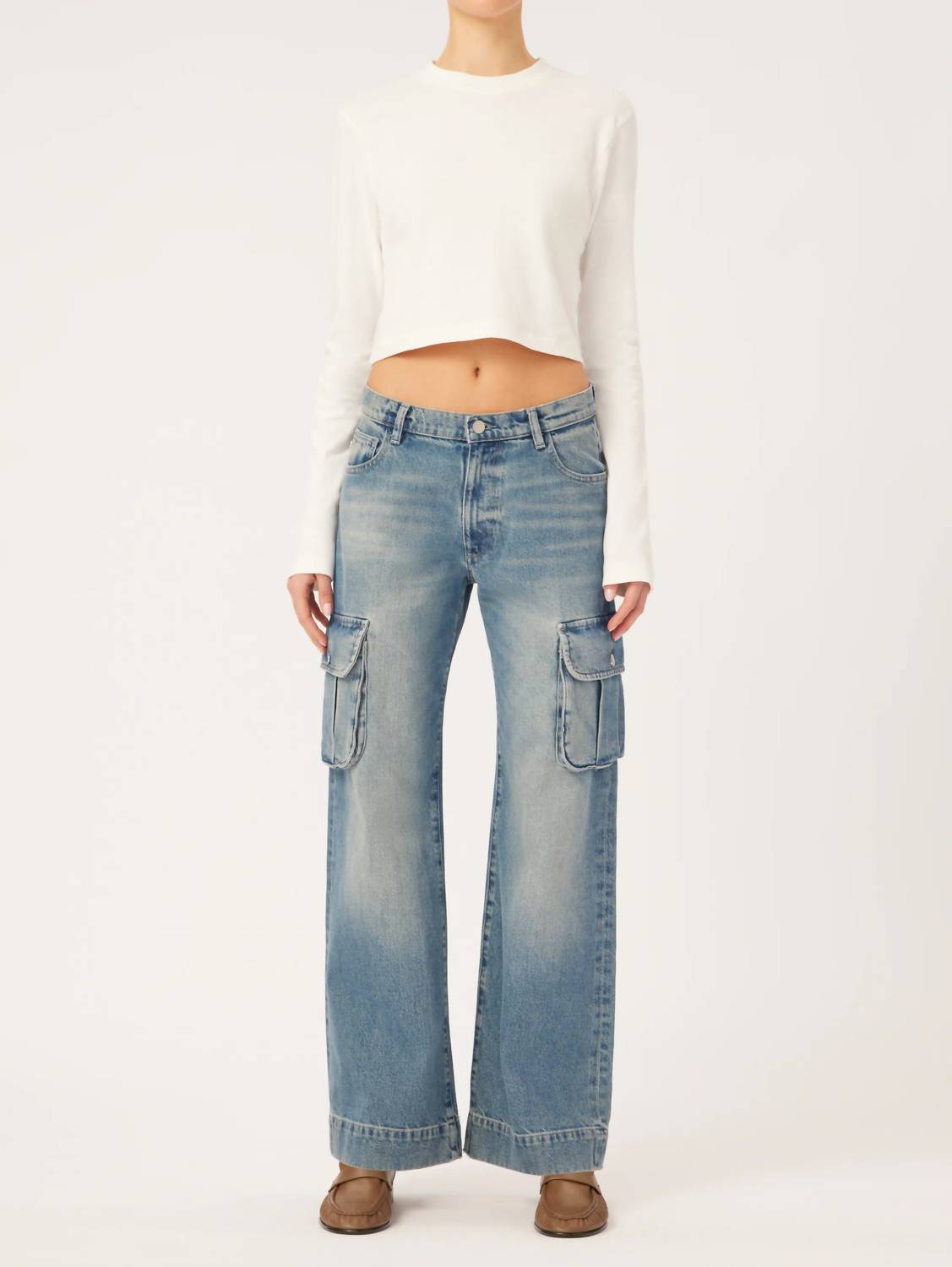 Dl1961 - Women'S - Zoie Wide Leg Cargo Low Rise Jeans