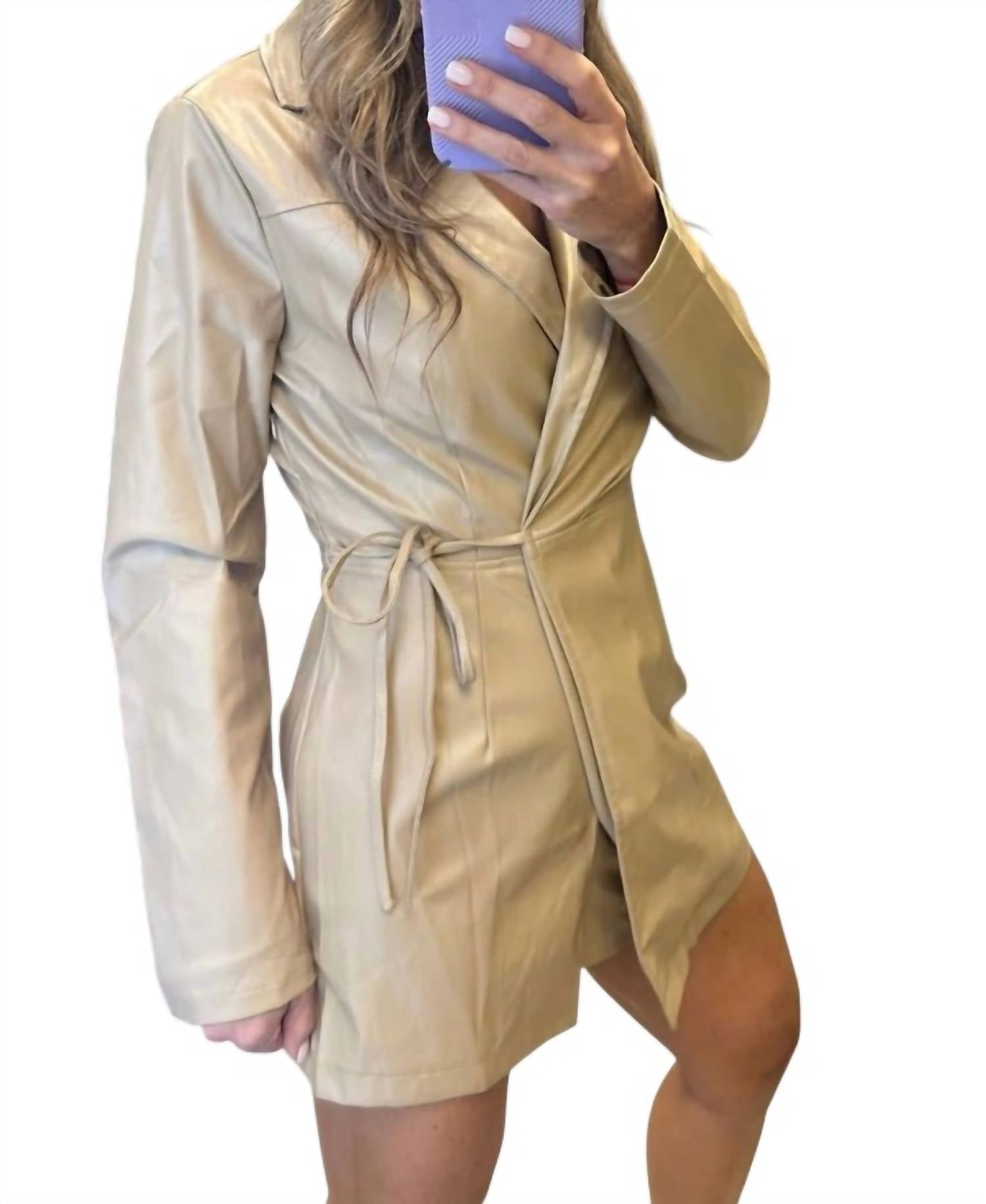 Art & Love Usa - Faux Leather Longsleeve Romper