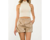 Thml - High Waist Leather Shorts