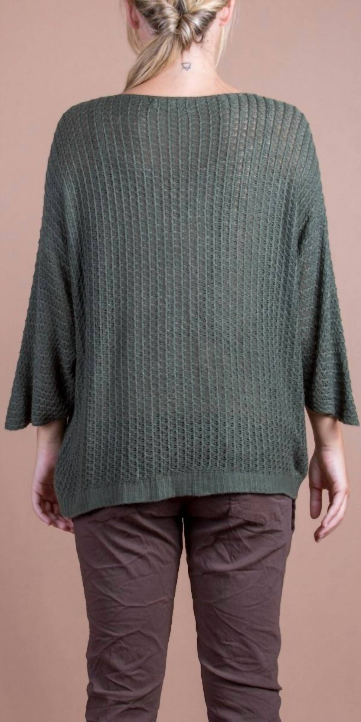 GIGI MODA Lustro Knit Sweater in olive - women's sweater - detail view
