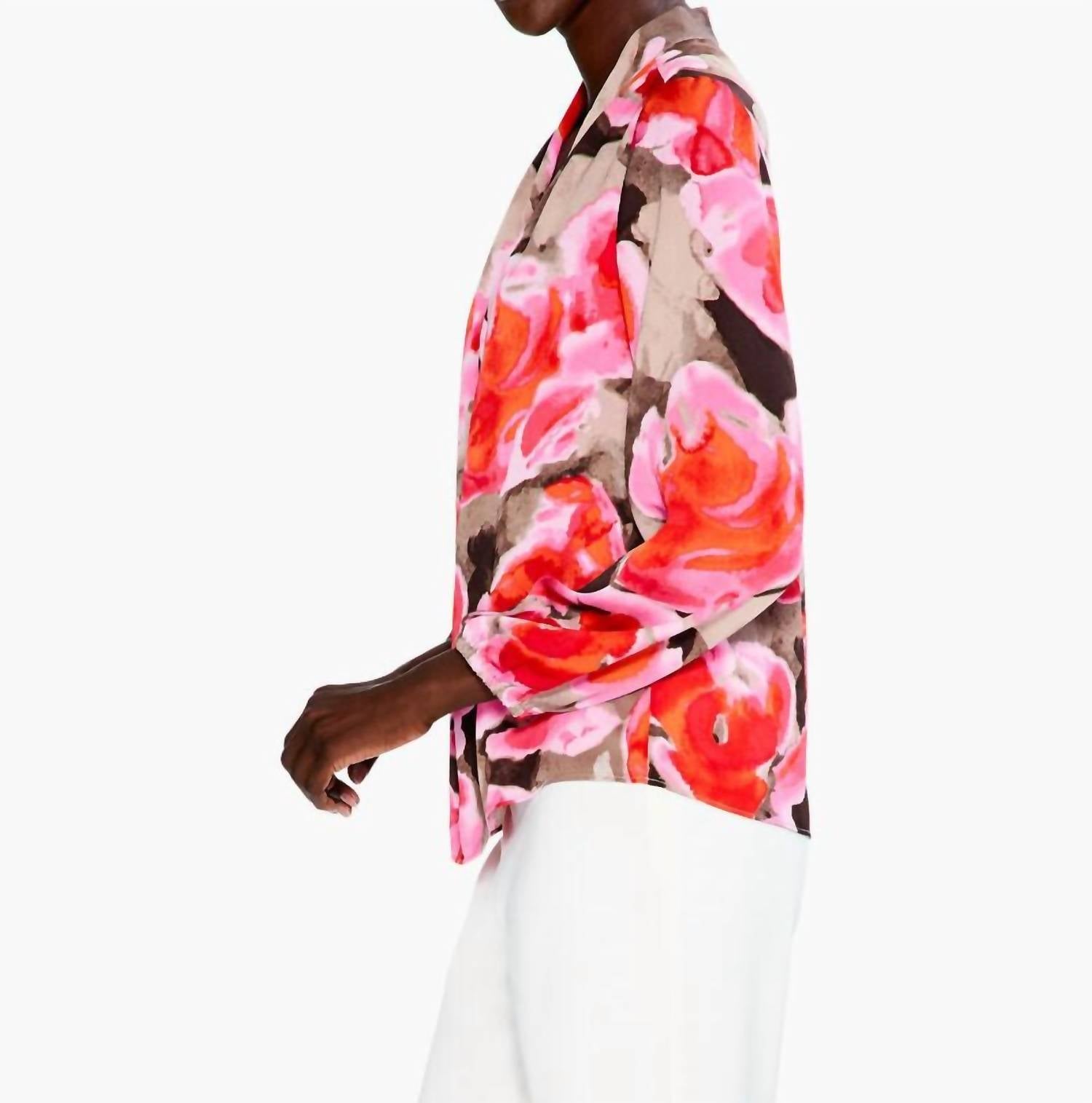Nic + Zoe Rose Rosy Outlook Top in pink multi - women's blouse - alternate view