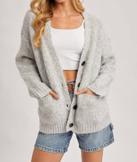 Bluivy - Button Down Fuzzy Knit Sweater Cardigan
