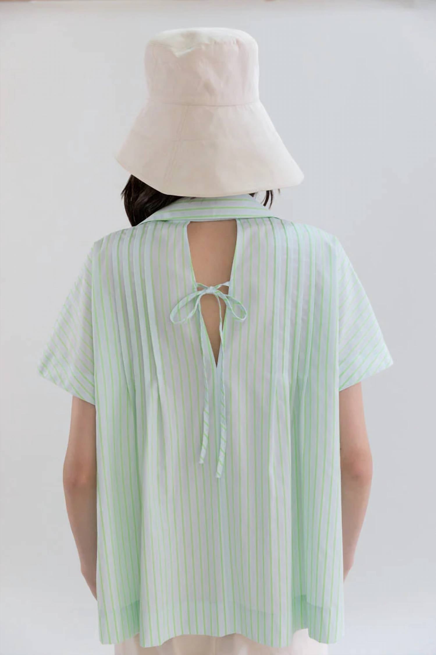 Psophia - Cotton Oxford Open-Front Cape Shirt