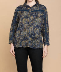 Myra Bag Fields Of Floral Shirt in navy - women's shirt