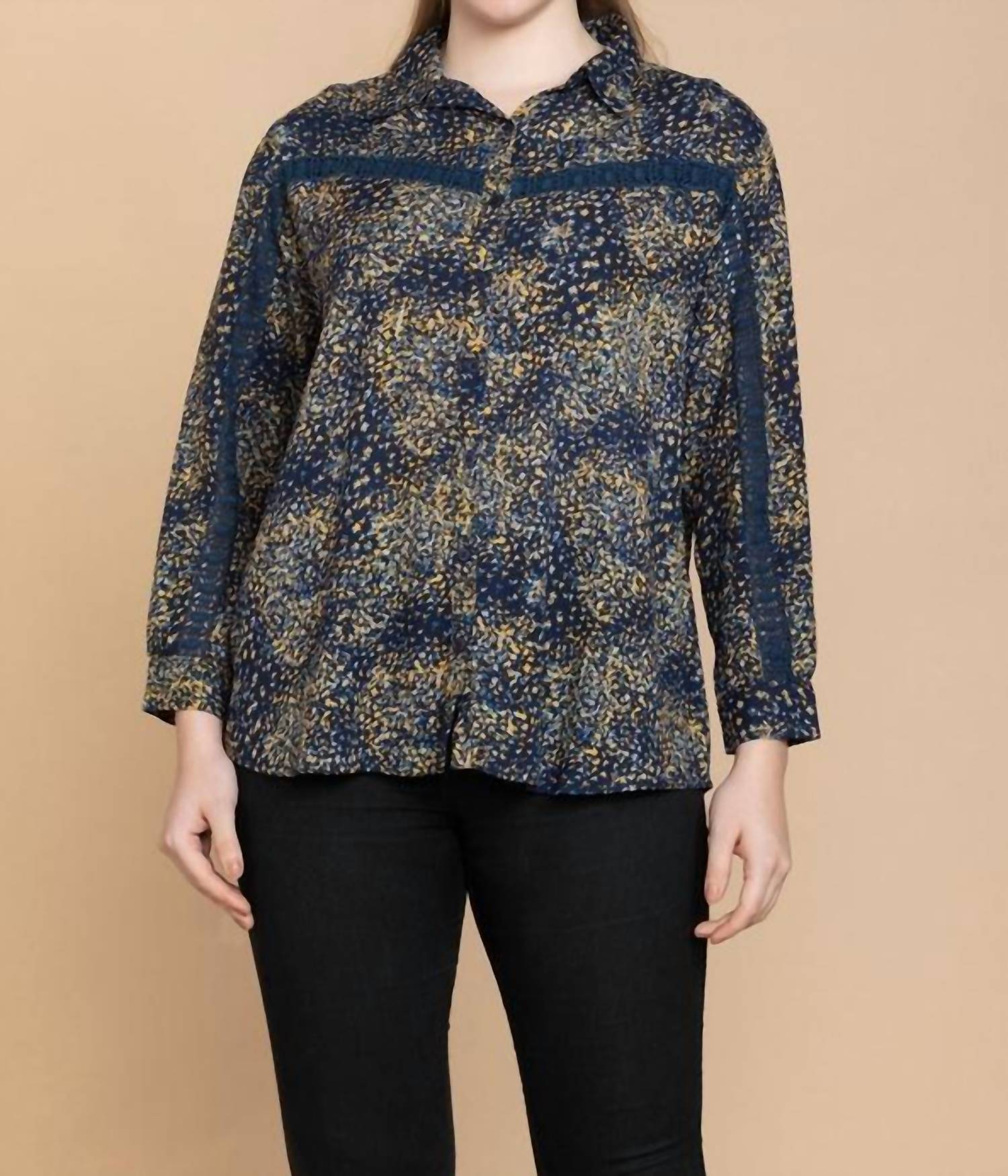 Myra Bag Fields Of Floral Shirt in navy - women's shirt