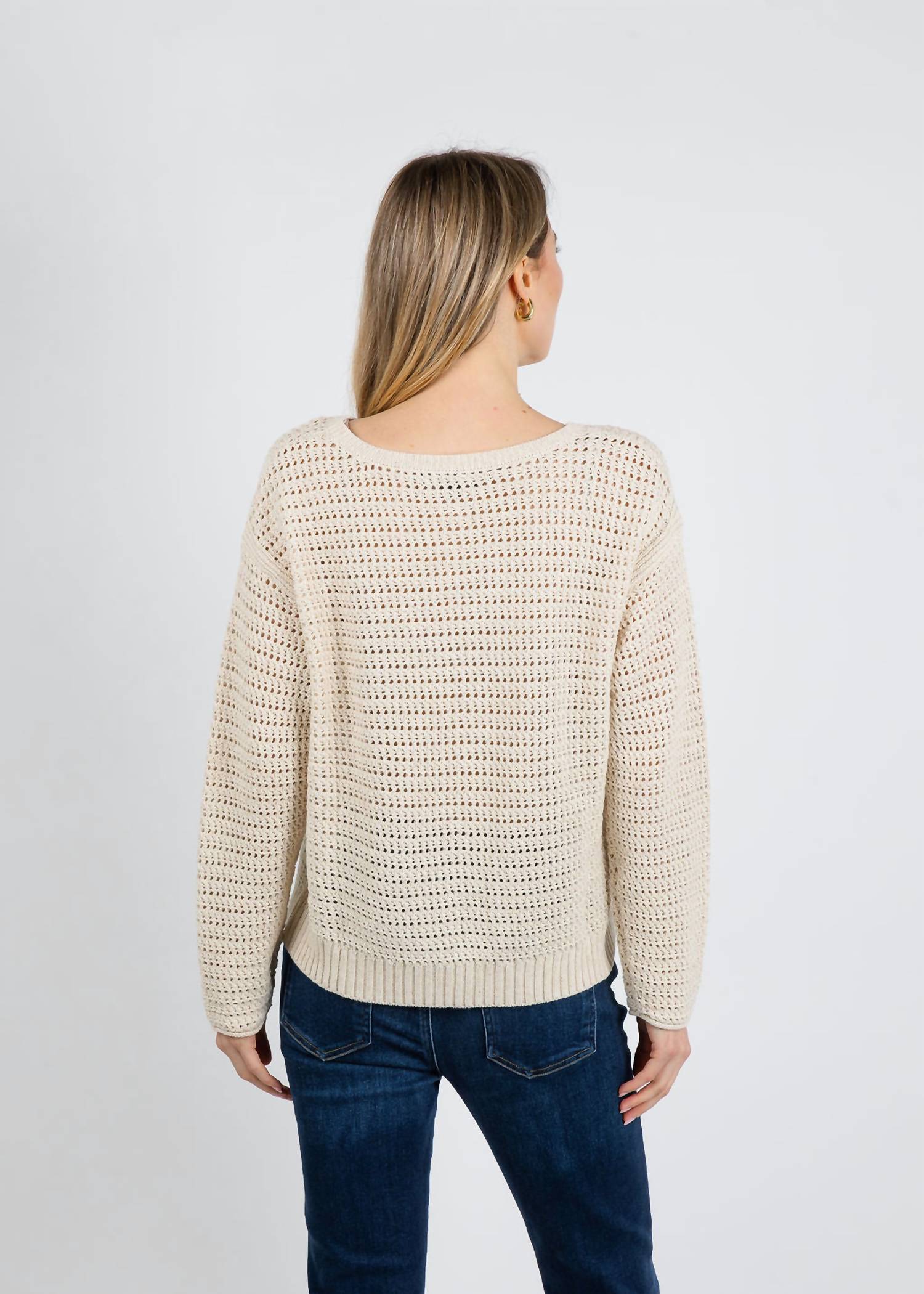 REPEAT cashmere Sparkle Knit Sweater in ivory - women's sweater - view 6