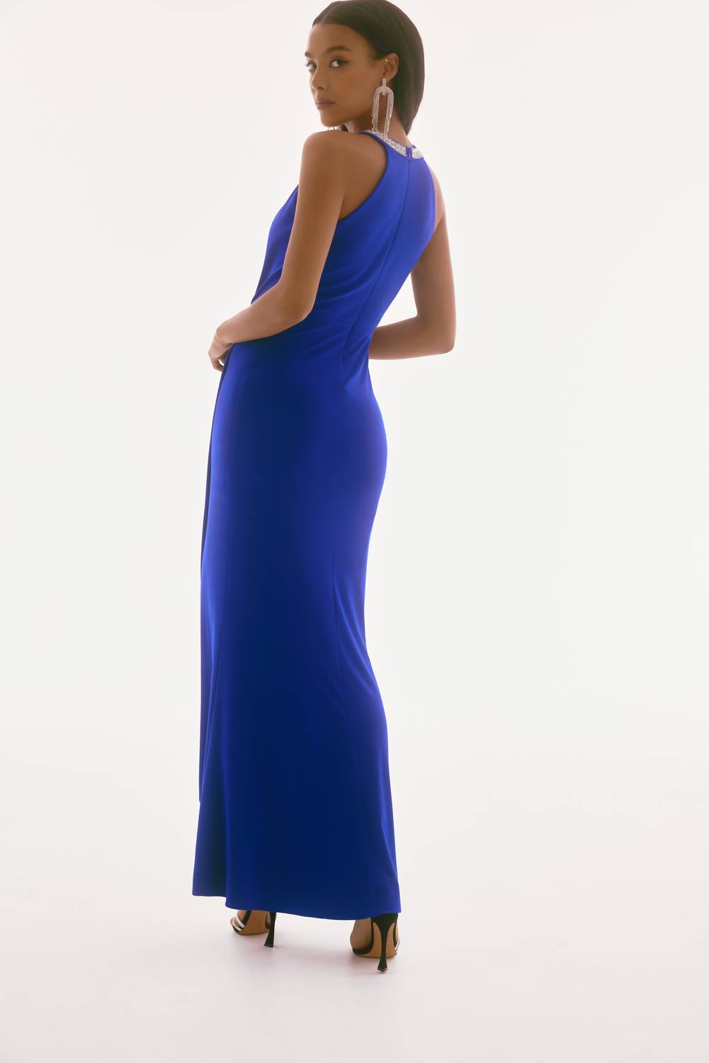 Joseph Ribkoff - Embellished Pleated Halter Neck Gown
