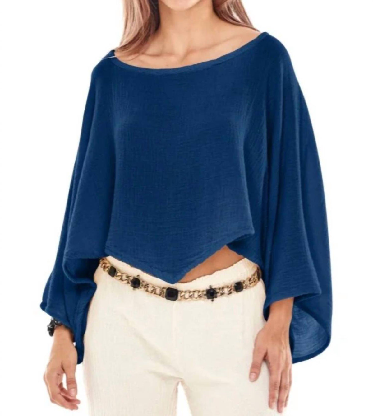 Oh My Gauze! Vanna Boatneck Top in pepper - women's blouse - detail view